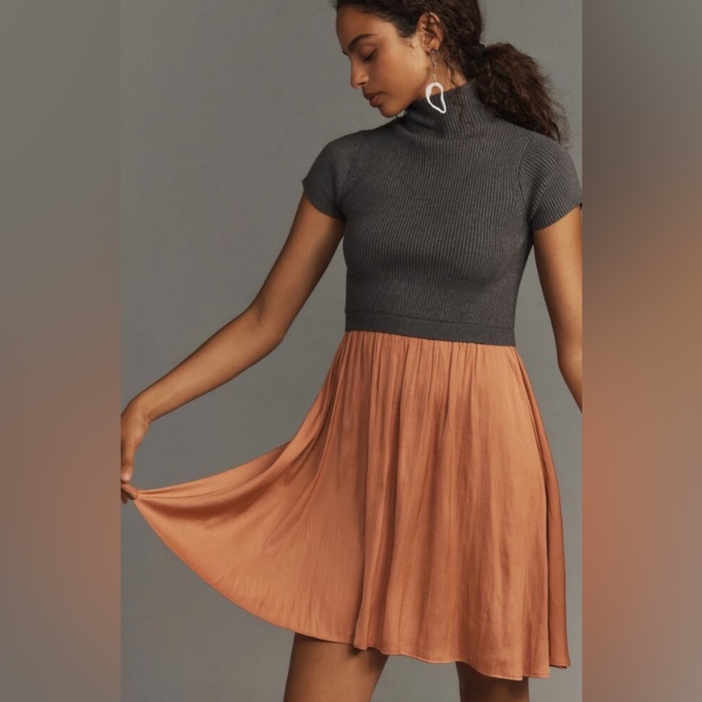 NWT Anthropologie Gray Pink Mini A-Line Dress. Size 3X